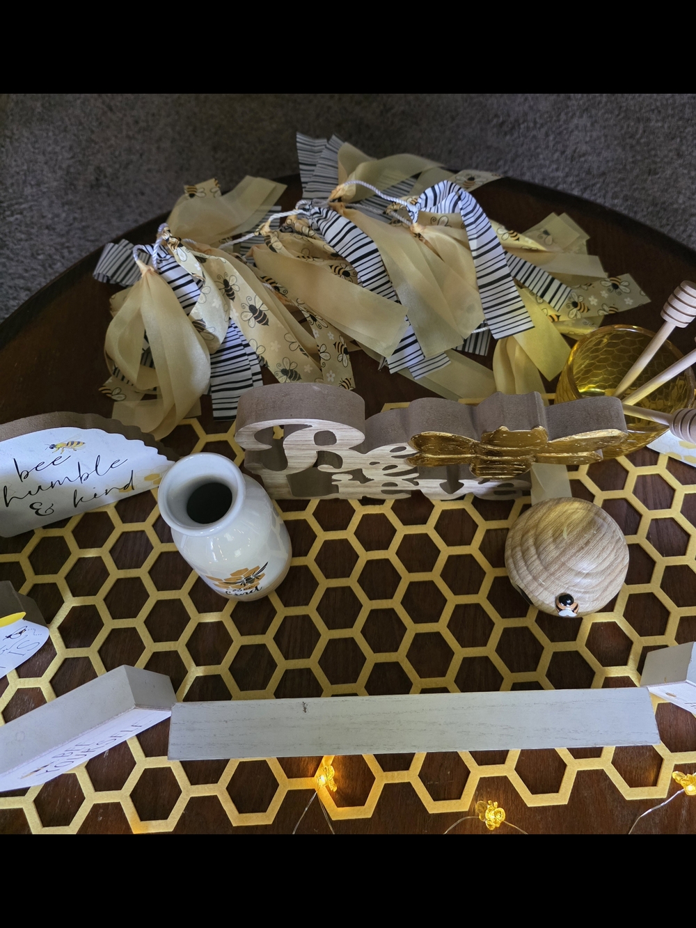 Bee Themed Table Decor Accent - Yellow, Black & White